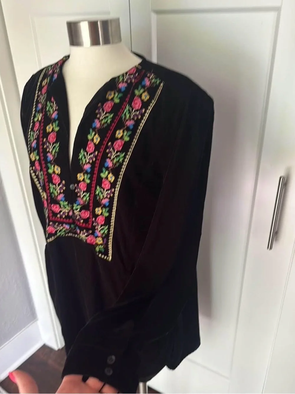Free People Always Forever Velvet Mini Embroidered Dress Size Small